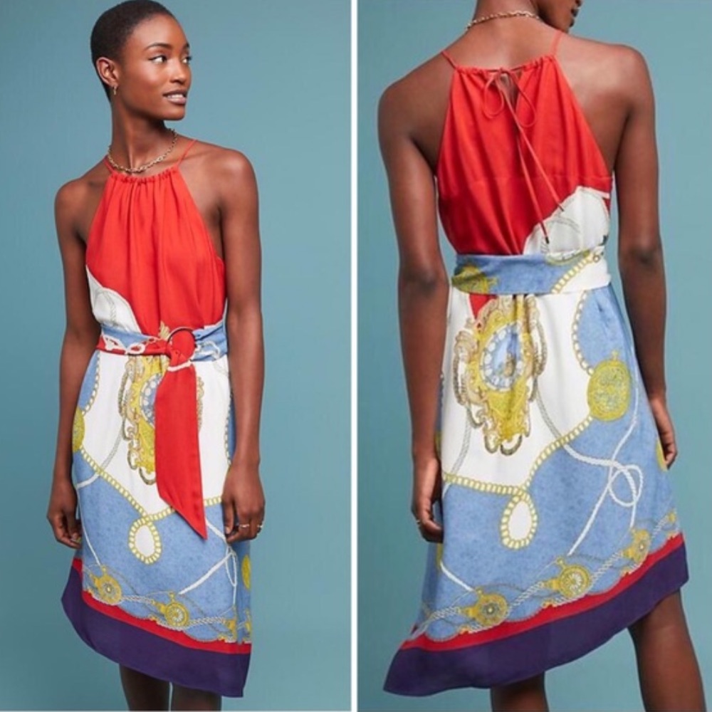 Anthropologie Maeve Onsen Scarf-printed dress